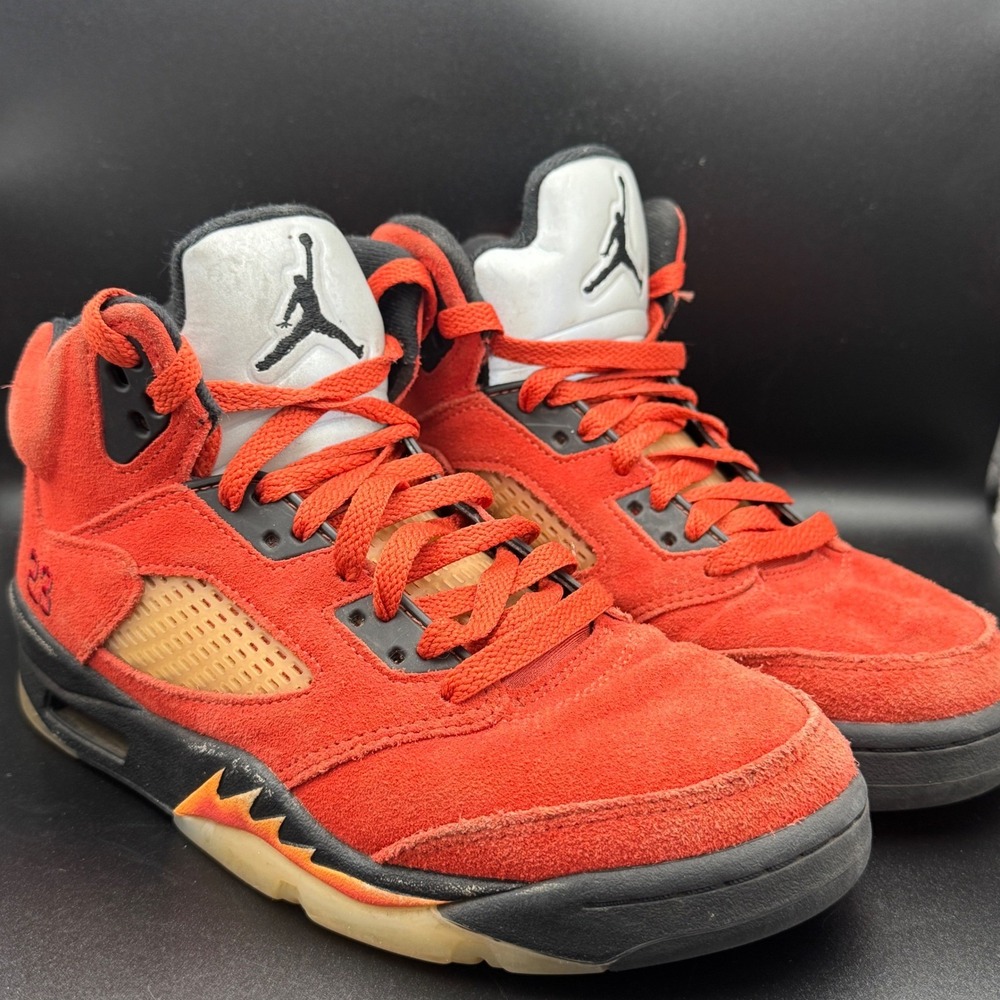 Air Jordan 5 Retro Dunk‎ On Mars Womens 7W Red Suede Hi Top Sneaker Fits 6 Youth